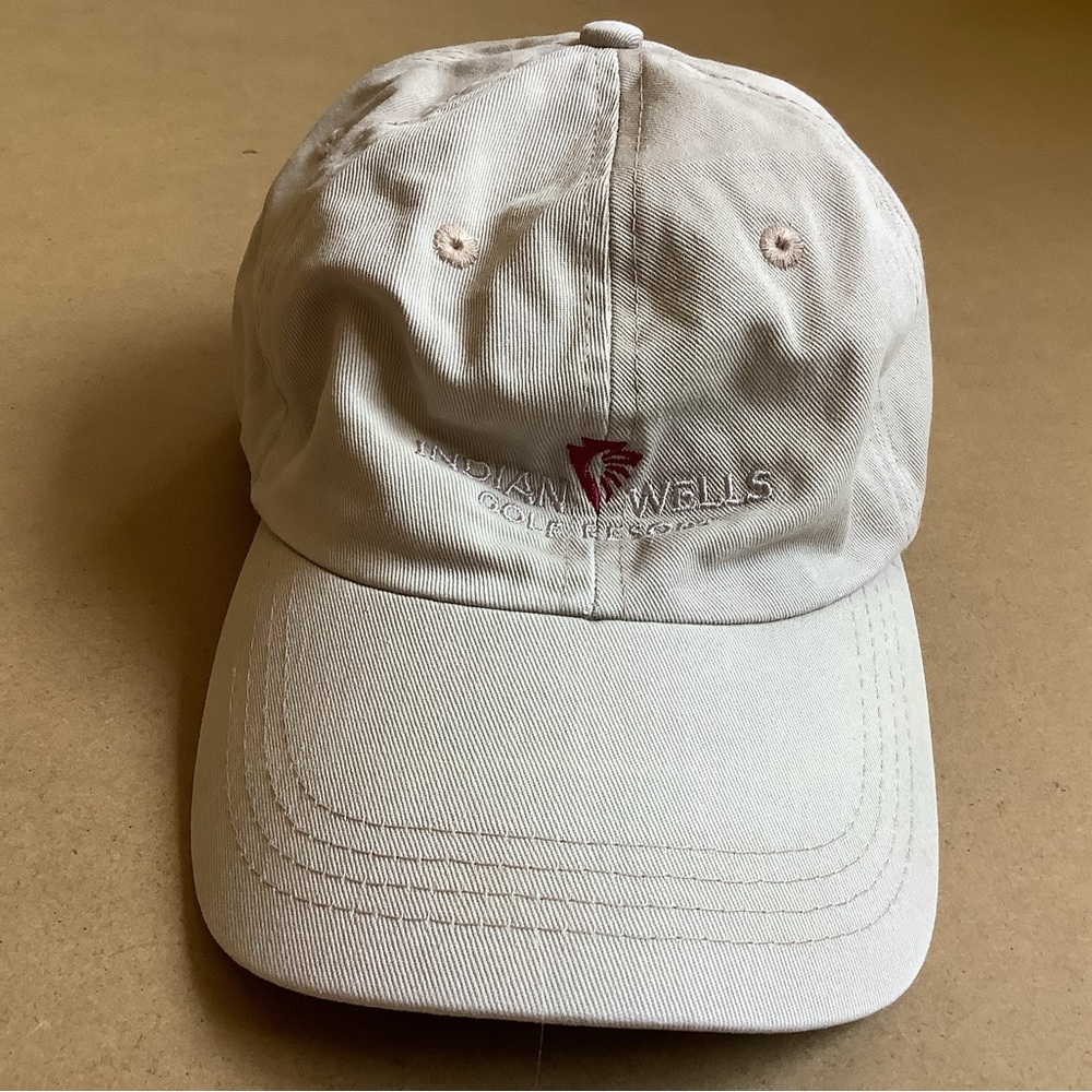 Beige/Tan Indian Wells Golf Resort Embroidered Adjustable Baseball Cap Hat